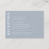 Minimale stoffige blauwe moderne bruiloft receptie informatiekaartje (Voorkant)