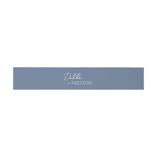 Minimale stoffige blauwe moderne bruiloft uitnodigingen wikkel (Vlak)