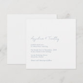 Minimale stoffige blauwe moderne elegante bruiloft kaart (Voorkant / Achterkant)