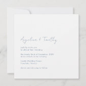 Minimale stoffige blauwe moderne elegante bruiloft kaart (Voorkant)