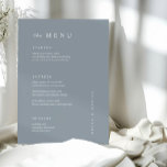 Minimale stoffige blauwe Trouw MENU<br><div class="desc">Deze elegante,  moderne trouwmenu kaarten of proefdinermenu kaarten hebben een eenvoudige stoffige blauwe achtergrond en wit tekst ontwerp. Voeg uw initialen of monogram toe om ze helemaal uw eigen te maken.</div>