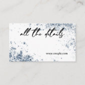 Minimale stoffige blauwe trouwkaart informatiekaartje (Voorkant)