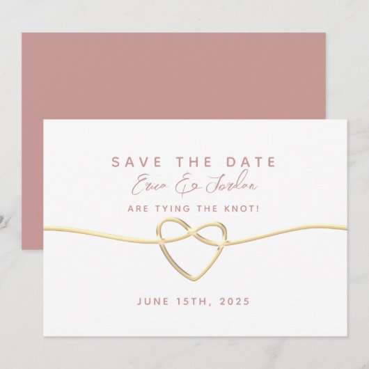 Minimale stoffige roze trouw  save the date (Voorkant / Achterkant)