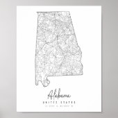 Minimale Straatkaart Alabama Poster (Voorkant)