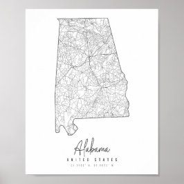 Minimale Straatkaart Alabama Poster