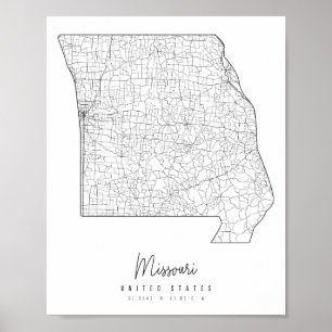 Minimale Straatkaart Missouri Poster