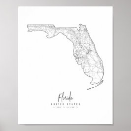 Minimale Straatkaart van Florida Poster