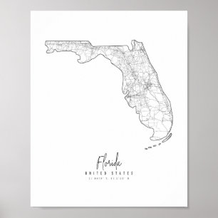 Minimale Straatkaart van Florida Poster