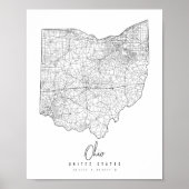 Minimale Straatkaart van Ohio Poster (Voorkant)