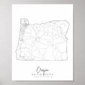 Minimale Straatkaart van Oregon Poster (Voorkant)