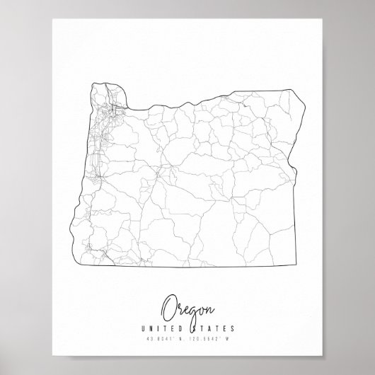 Minimale Straatkaart van Oregon Poster (Voorkant)