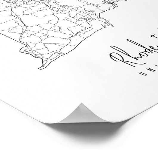 Minimale Straatkaart van Rhode Island Poster (Hoek)