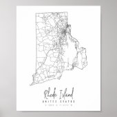 Minimale Straatkaart van Rhode Island Poster (Voorkant)