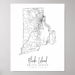 Minimale Straatkaart van Rhode Island Poster