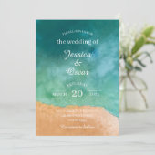 Minimale strand oceaaan trouwuitnodiging kaart (Staand voorkant)