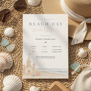 Minimale strand verjaardag kust zandkasteel kaart