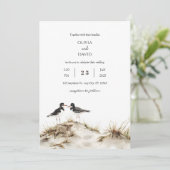 Minimale Strand Zandduinen Oystercatchers Bruiloft Kaart (Staand voorkant)