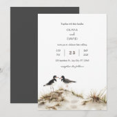 Minimale Strand Zandduinen Oystercatchers Bruiloft Kaart (Voorkant / Achterkant)