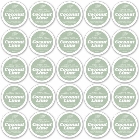 Minimale strandkaars kokos limoen label blad 25 (Voorkant)