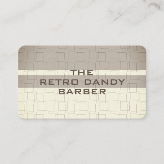 Minimale Strepen Bruine Retro Chic Herenkapsalon Visitekaartje (Voorkant)