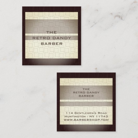 Minimale Strepen Bruine Retro Chic Mannelijke Kapp Vierkante Visitekaartje (Voorkant / Achterkant)