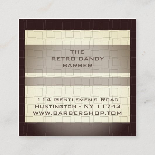 Minimale Strepen Bruine Retro Chic Mannelijke Kapp Vierkante Visitekaartje (Achterkant)