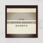 Minimale Strepen Bruine Retro Chic Mannelijke Kapp Vierkante Visitekaartje (Voorkant)