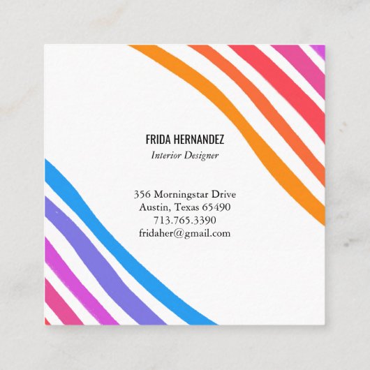 Minimale strepen voor regenboogvisserij vierkante visitekaartje (Achterkant)