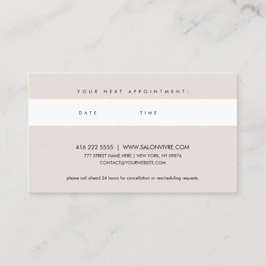Minimale strepen voor Salon Appointes Visitekaartje (Achterkant)