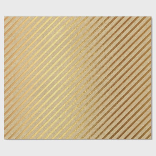 Minimale stripes Kraft Gold Natural Elegant Cadeaupapier (Vlak)