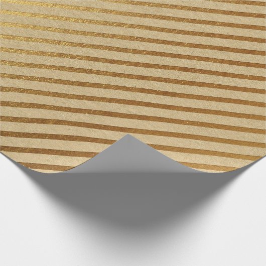 Minimale stripes Kraft Gold Natural Elegant Cadeaupapier (Hoek)