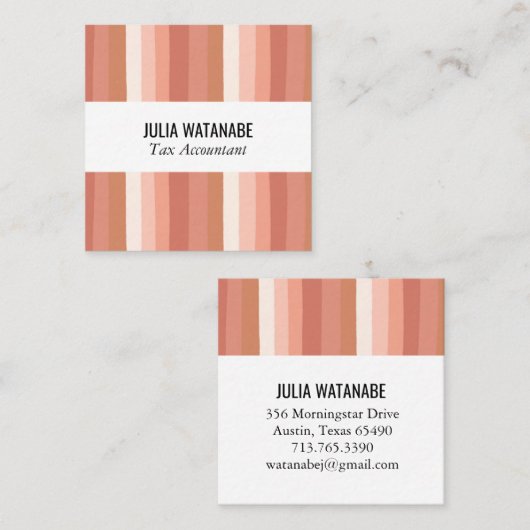 Minimale stripes voor terracotta Clay van Warm Ear Vierkante Visitekaartje (Voorkant / Achterkant)