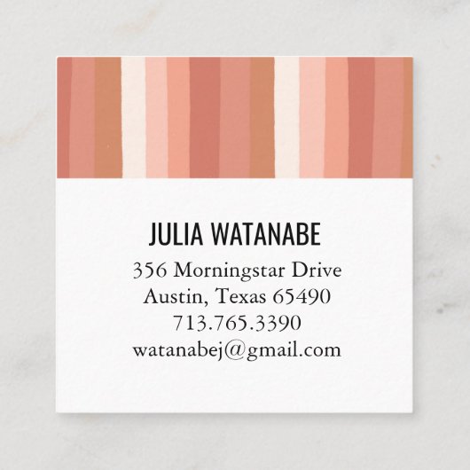 Minimale stripes voor terracotta Clay van Warm Ear Vierkante Visitekaartje (Achterkant)