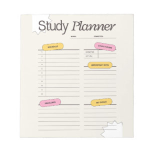 Minimale studieplanner met uurrooster notitieblok