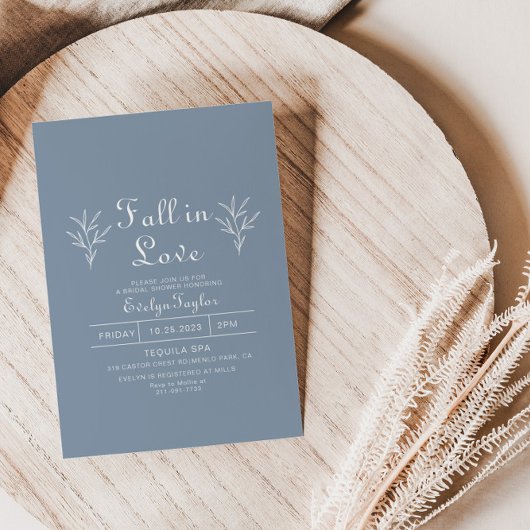 Minimale Stusty Blue Herfst in Love Vrijgezellenfe Kaart