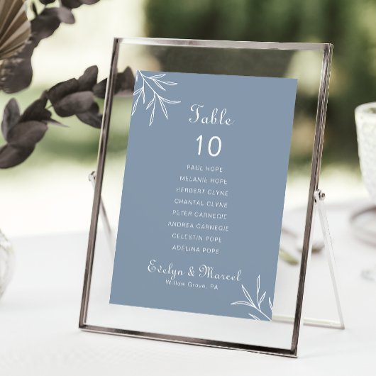 Minimale Stusty Blue Wedding Table 10 Zitkuur Kaart