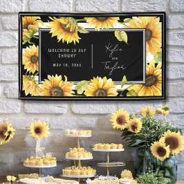 Minimale Sunflower Black White Wedding Shower Spandoek