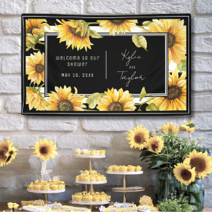 Minimale Sunflower Black White Wedding Shower Spandoek
