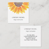Minimale Sunflower Yoga Instructor Vierkante Visitekaartje (Voorkant / Achterkant)