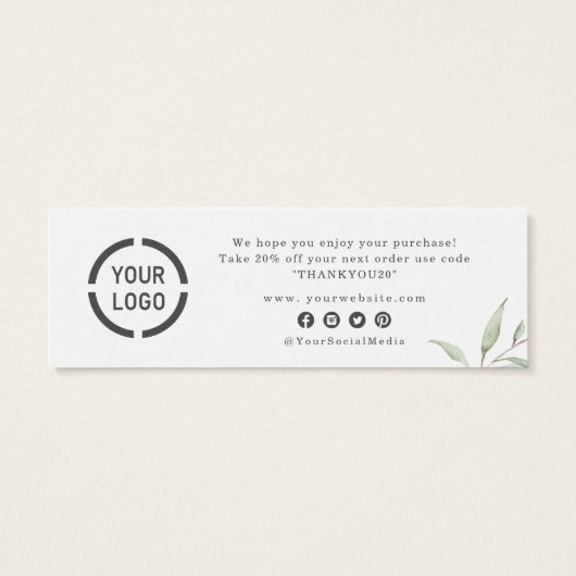 Minimale superieure groene logo dank u mini visitekaartjes (Achterkant)