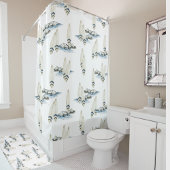 Minimale Surfboard Waterverf Kust strand vibes Douchegordijn