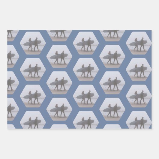 Minimale surfer Couple Dusty Blue Inpakpapier Vel (Voorkant 2)