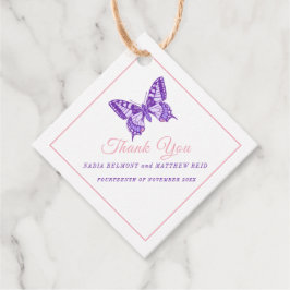 Minimale swallowtail paarse bruiloft dank u bedankjes labels