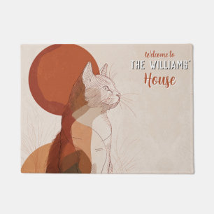 Minimale Tabby Kat Moeder Vader Huis Decor Vloerma Deurmat