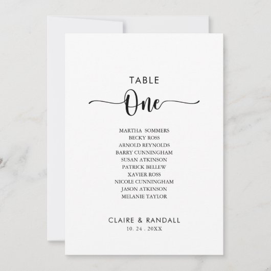 Minimale tabel nummer 1 kaart (Voorkant)