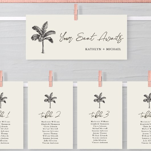 Minimale tafel zitgrafiek Palm Tree bruiloft Kaart