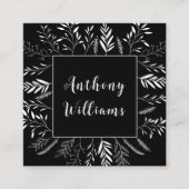 Minimale takken bloementypografie vierkante visitekaartje (Voorkant)