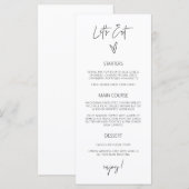 Minimale Tall Menu Wedding Classic Meal Card G400 (Voorkant / Achterkant)