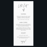 Minimale Tall Menu Wedding Classic Meal Card G400<br><div class="desc">Onze lange papieren menukaart is perfect om uw gasten te laten weten welke maaltijdopties beschikbaar zijn op uw bruiloft of gebeurtenis. Dit object maakt deel uit van onze Gwen bruiloft-uitnodigingssuite G400. Bezoek onze winkel om het collectie van het coördineren van objecten te uitzichten.</div>