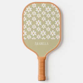 Minimale Tan en White Daisies Gepersonaliseerde Bo Pickleball Paddle